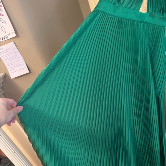 L’IDEE size 6 green pleated midi emerald dress green renaissance - Picture 8 of 10